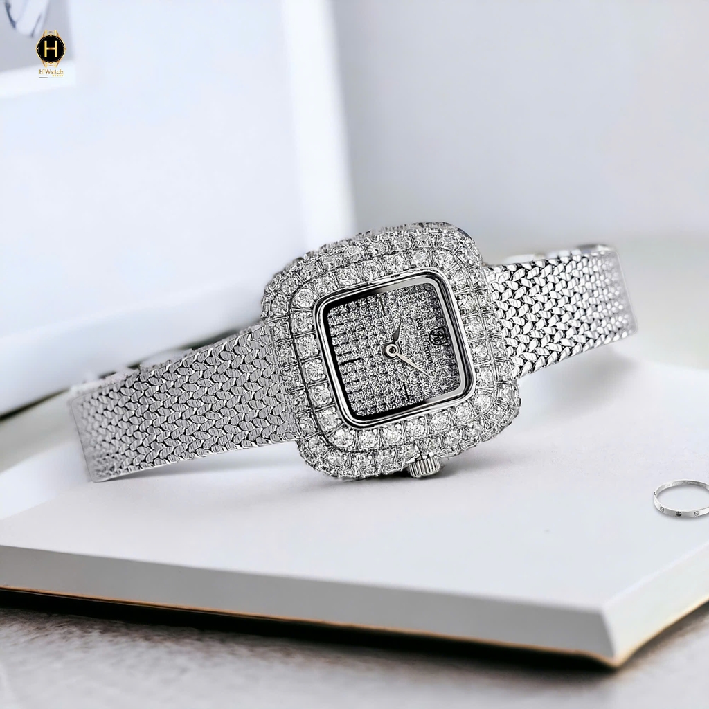 Đồng Hồ Nữ Royal Crown Quartz 6140 Thép Trắng
