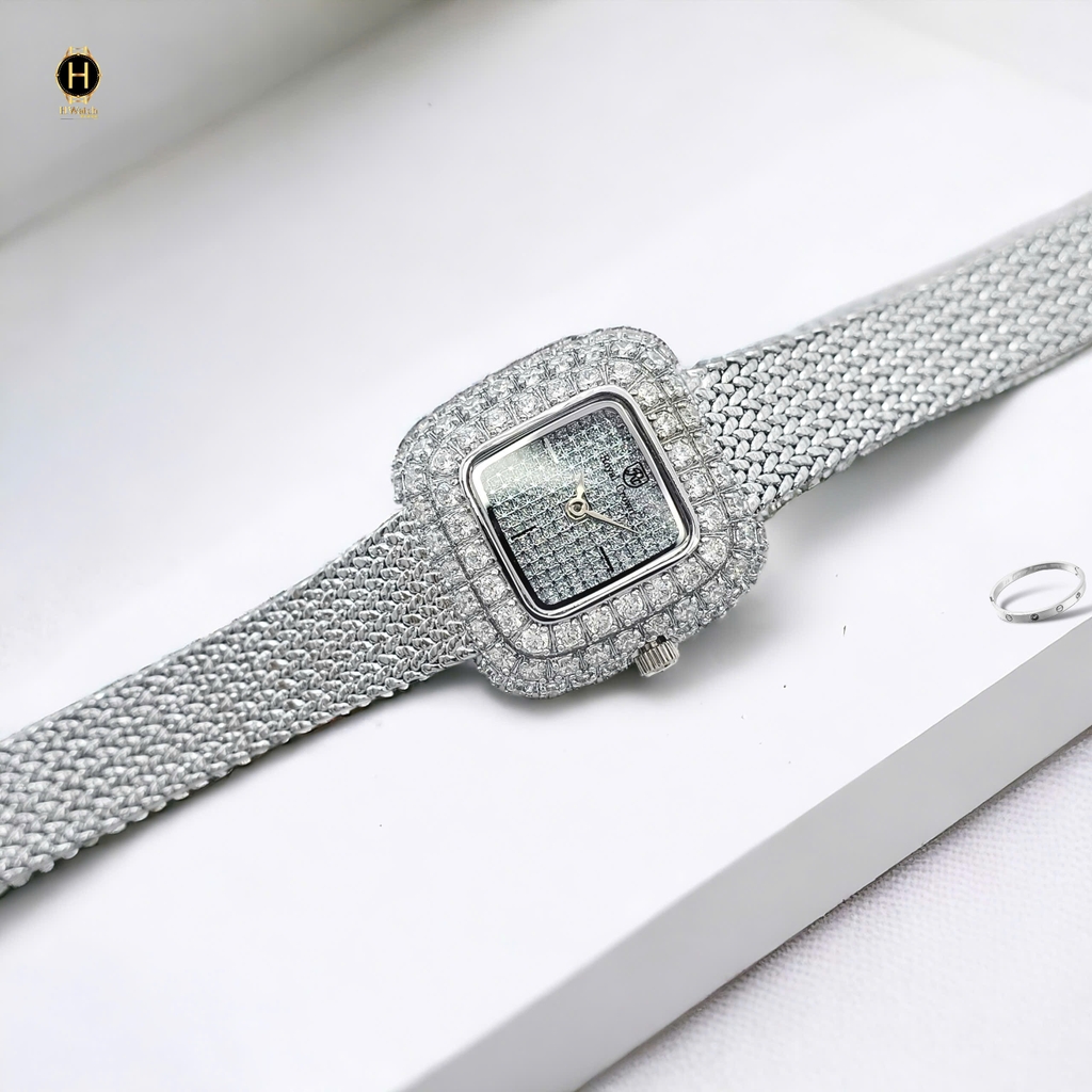 Đồng Hồ Nữ Royal Crown Quartz 6140 Thép Trắng