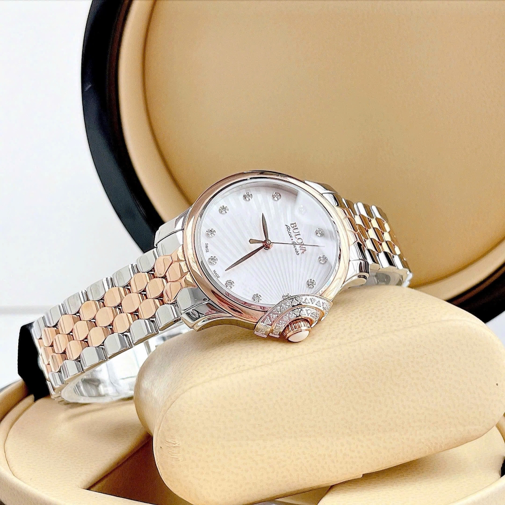 Đồng Hồ Nữ Bulova Quartz AccuSwiss Bellecombe Diamond 65R164