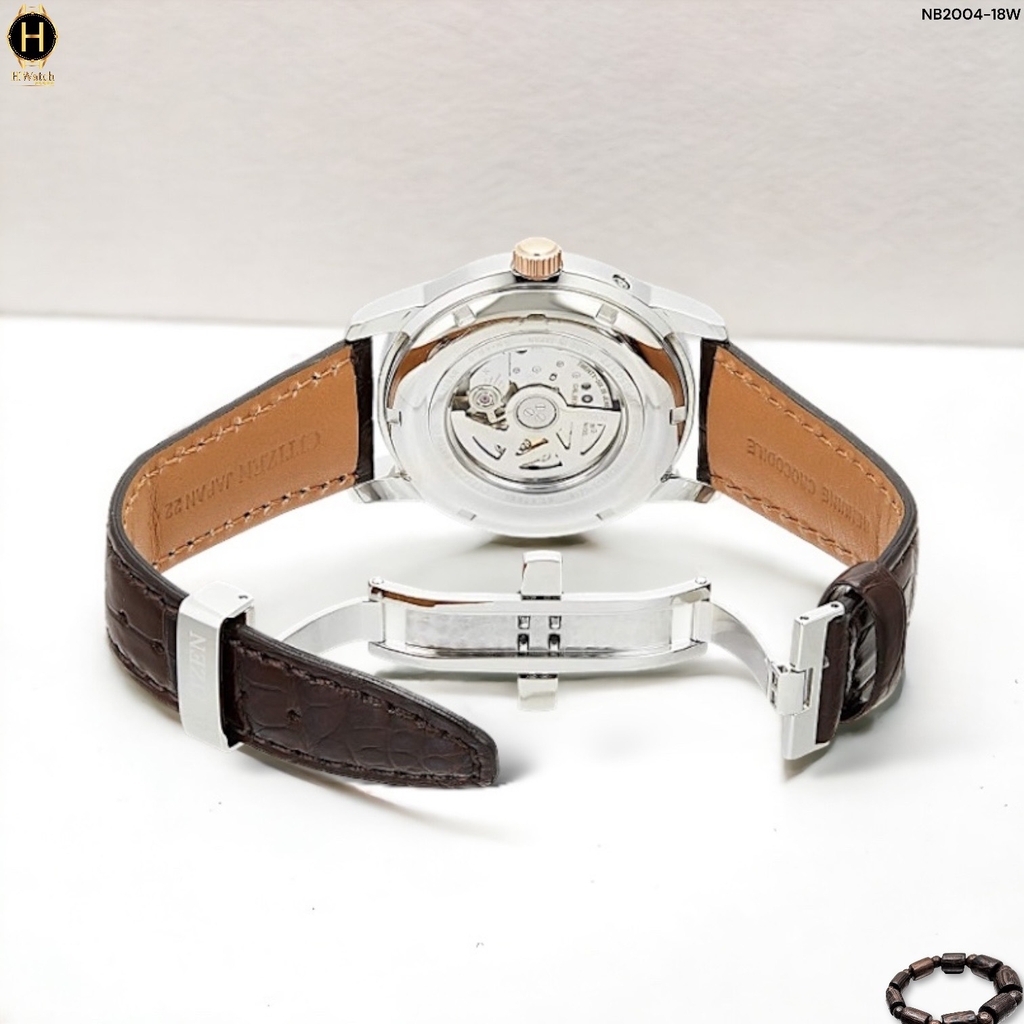 Đồng Hồ Nam Citizen Automatic Collection Mechanical Multi-Hands NB2004-18W  Dây Da Nâu Mặt Nâu