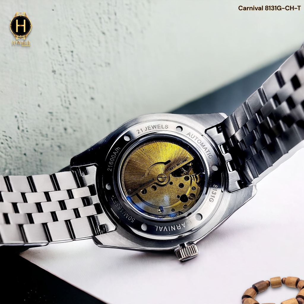 Đồng Hồ Nam Carnival Automatic 8131G-CH-T ( 8131G ) Dây Thép Demi Vàng Hồng Mặt Trắng