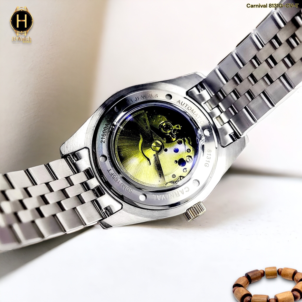 Đồng Hồ Nam Carnival Automatic 8131G-CV-T ( 8131G ) Dây Thép Demi Vàng Mặt Trắng
