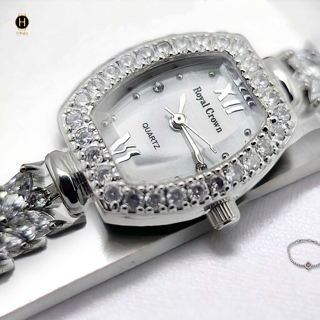 Đồng Hồ Nữ Royal Crown Quartz 9232 Thép Trắng