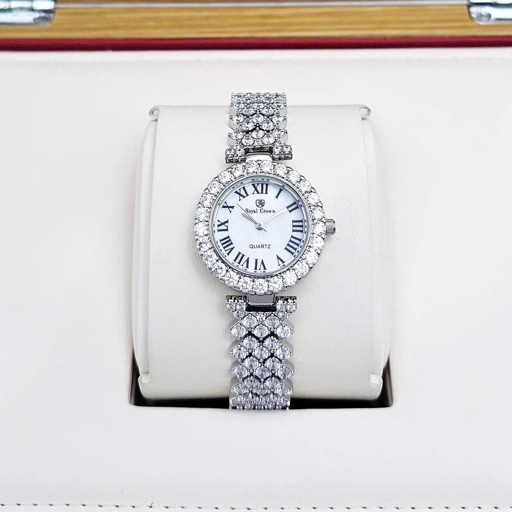 Đồng Hồ Nữ Royal Crown Quartz 9256 Thép Trắng