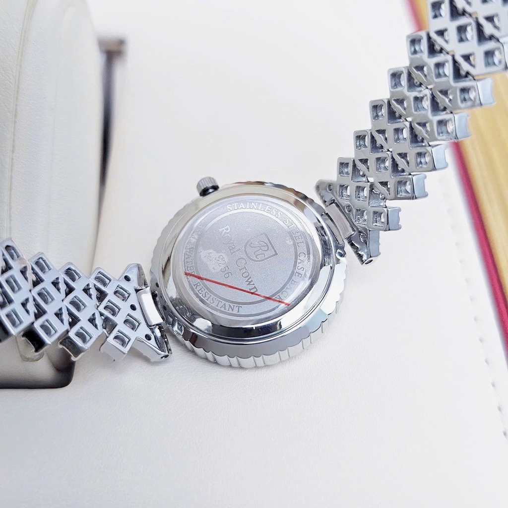 Đồng Hồ Nữ Royal Crown Quartz 9256 Thép Trắng