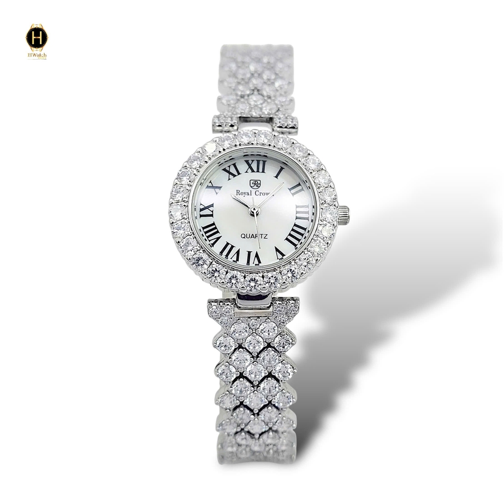 Đồng Hồ Nữ Royal Crown Quartz 9256 Thép Trắng