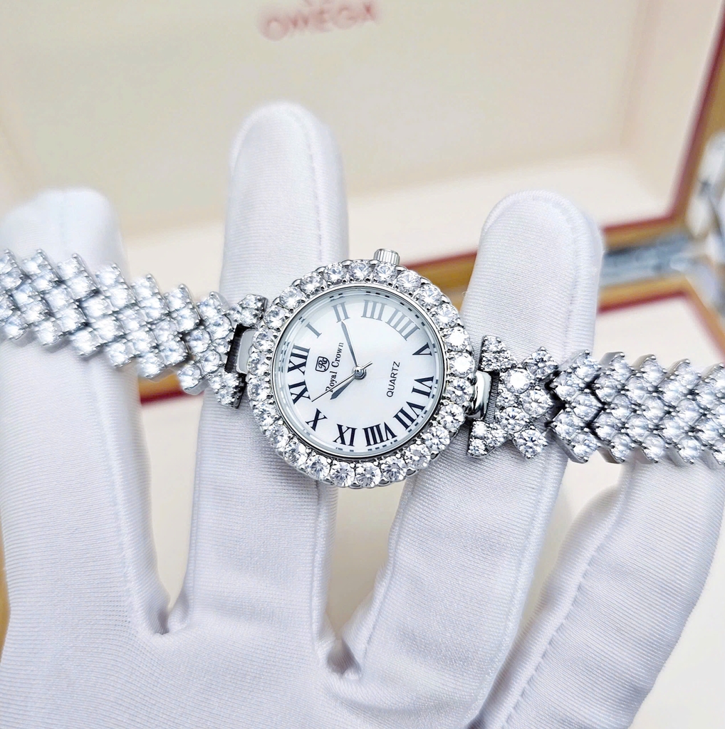Đồng Hồ Nữ Royal Crown Quartz 9256 Thép Trắng