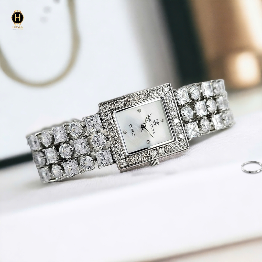 Đồng Hồ Nữ Royal Crown Quartz 9265 Thép Trắng