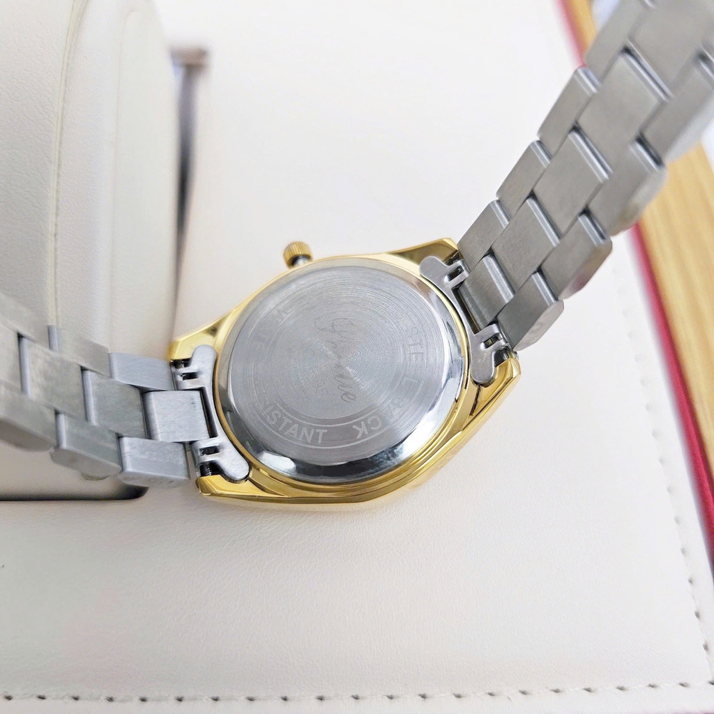 Đồng Hồ Nữ Scottie Quartz 9595 Thép Demi Vàng Mặt Trắng