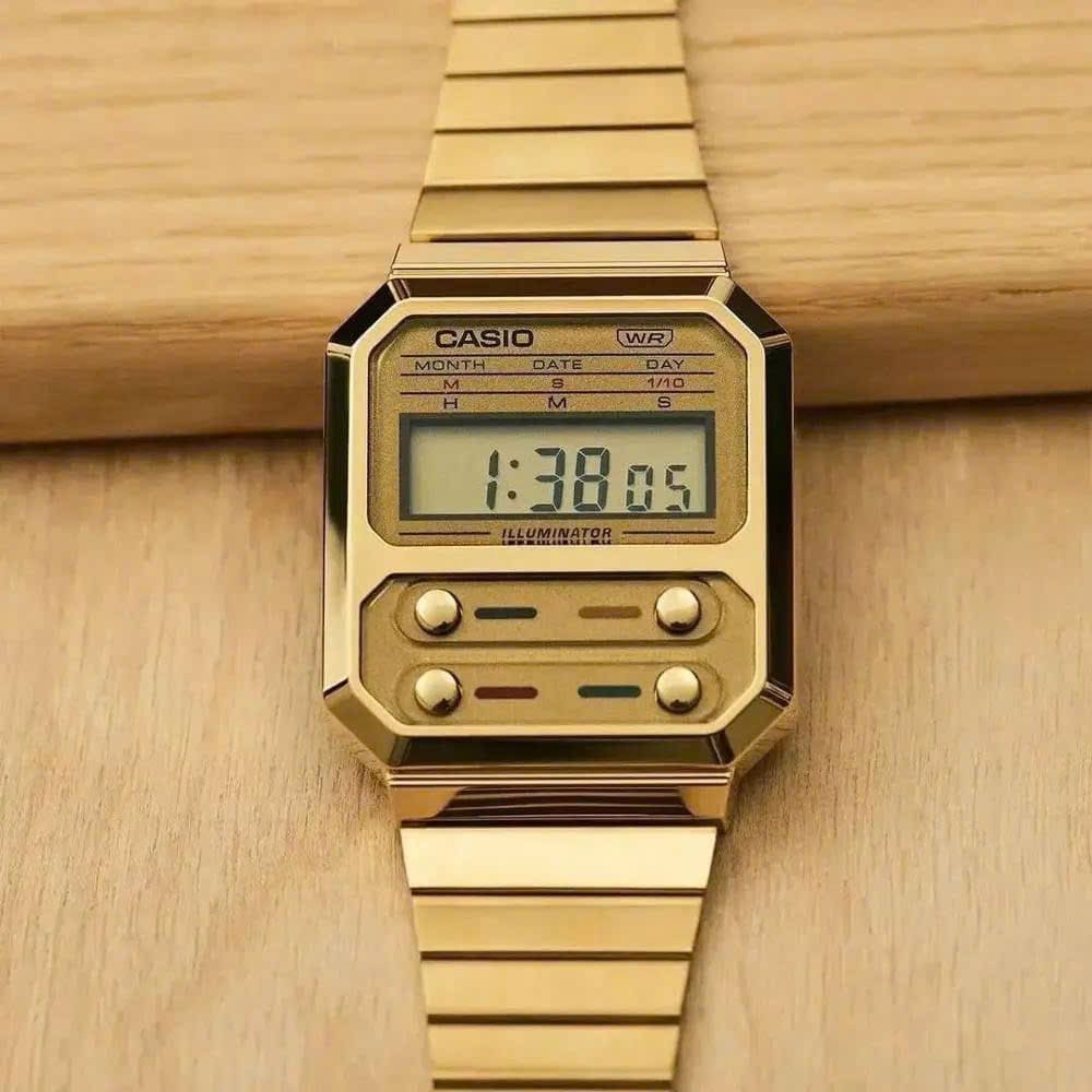 Đồng Hồ Unisex Casio Quartz A100WEG-9ADF Dây Thép Vỏ Vàng Mặt Vàng