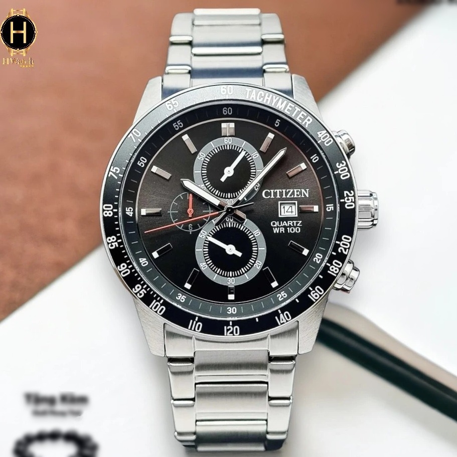 Đồng Hồ Nam Citizen Quartz Chronograph Tachymeter Black AN3600-59E