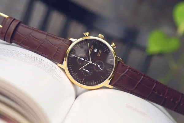 Đồng Hồ Nam Citizen Quartz Chronograph AN3612-09X Chronograph Dây Da Nâu Rose