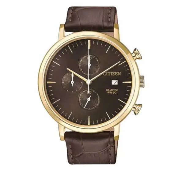 Đồng Hồ Nam Citizen Quartz Chronograph AN3612-09X Chronograph Dây Da Nâu Rose