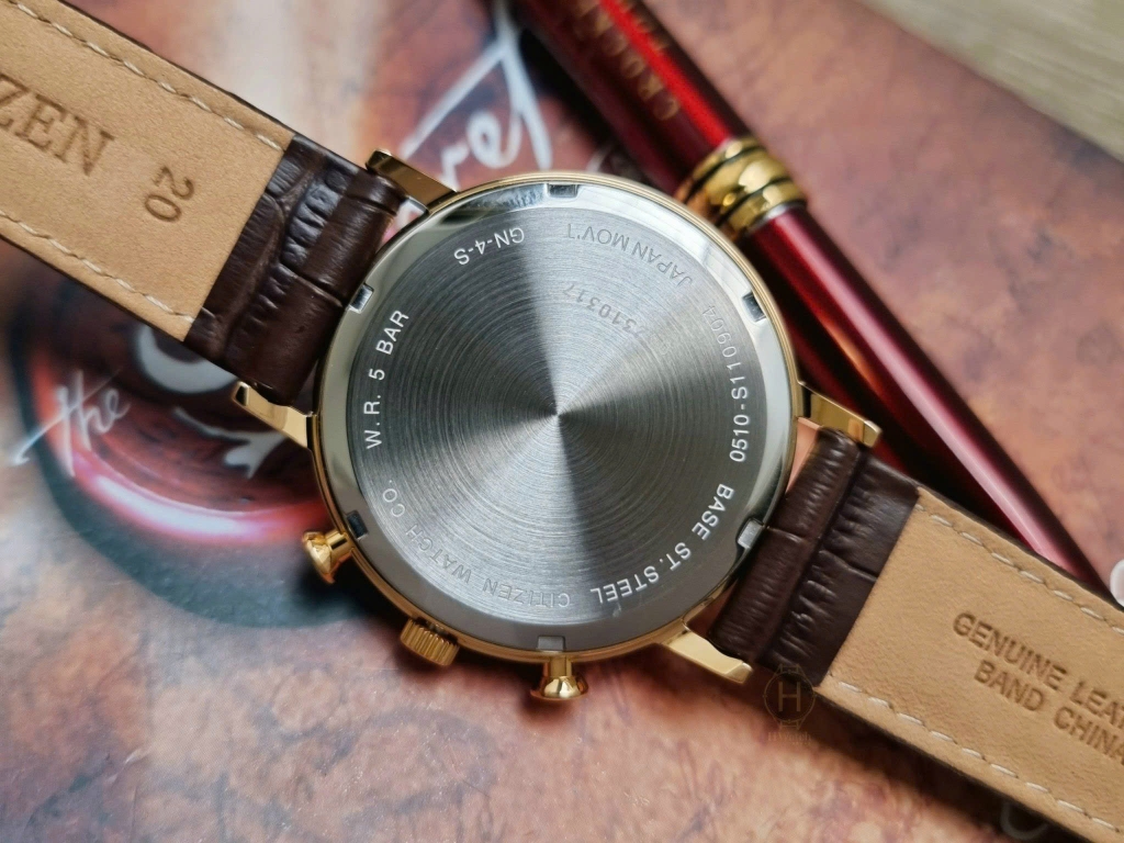 Đồng Hồ Nam Citizen Quartz Chronograph AN3612-09X Chronograph Dây Da Nâu Rose