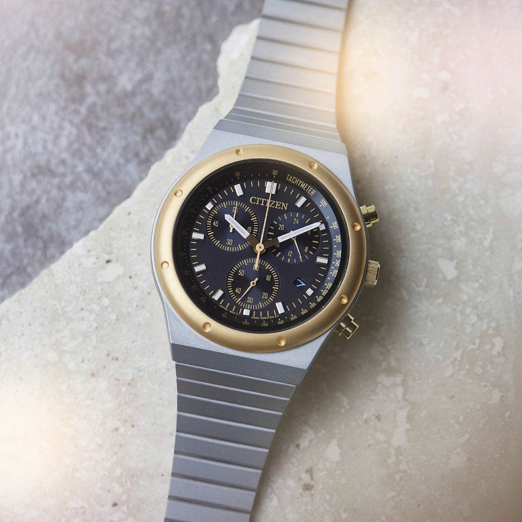 Đồng Hồ Nam Citizen Quartz Eco-Drive Chronograph Tachymeter AT2544-64E