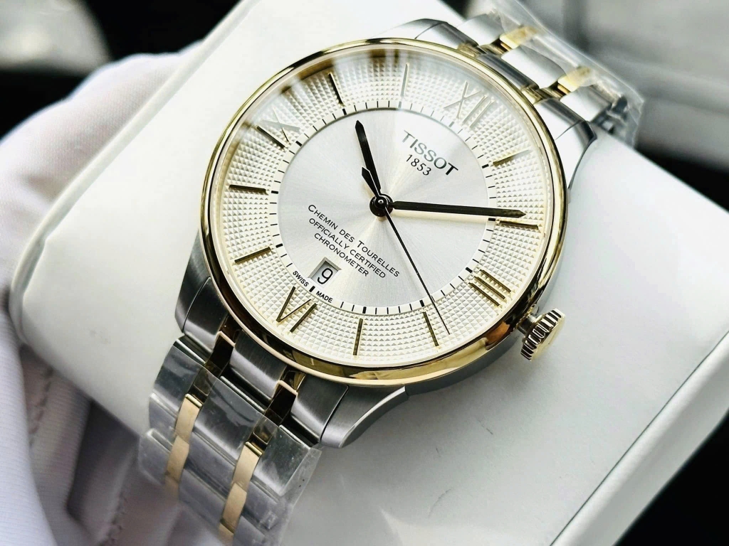 Đồng Hồ Nam Tissot Automatic Chemin Des Tourelles Cosc Demi Gold T099.408.22.038.00 (T0994082203800)