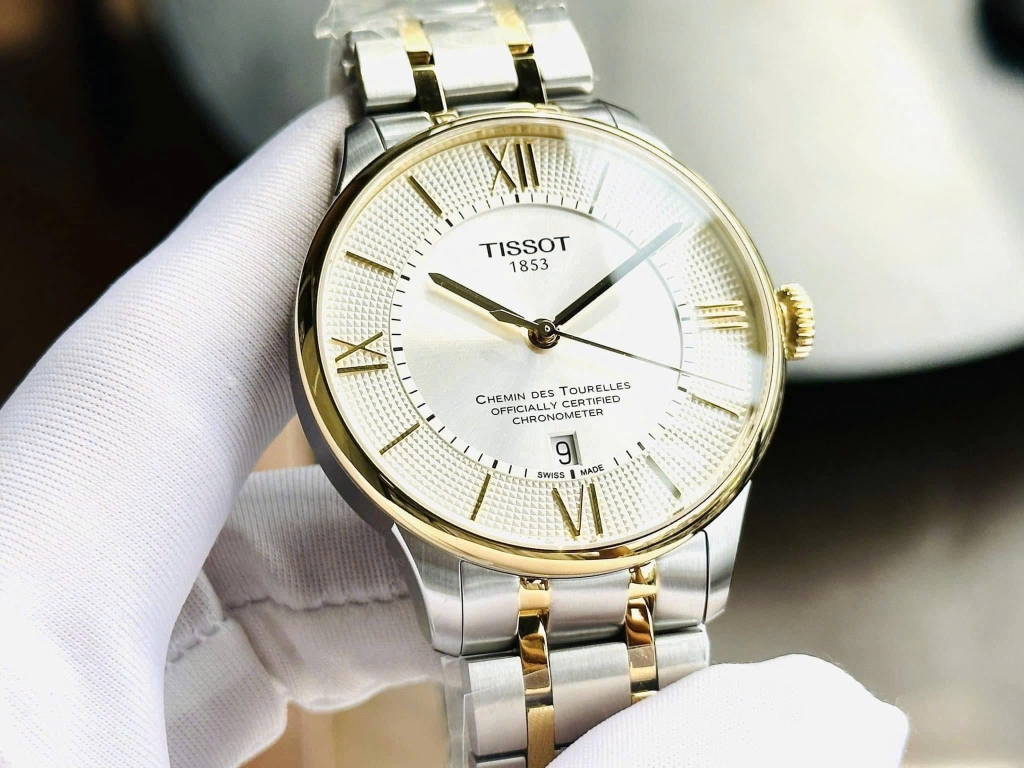 Đồng Hồ Nam Tissot Automatic Chemin Des Tourelles Cosc Demi Gold T099.408.22.038.00 (T0994082203800)