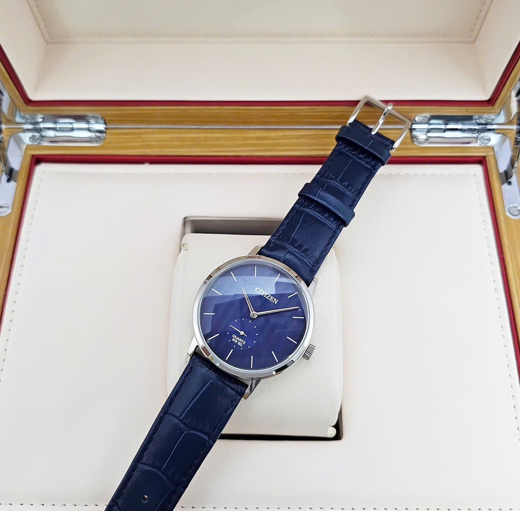 Đồng Hồ Nam Citizen Quartz BE9170-05L Dây Da Xanh Dương