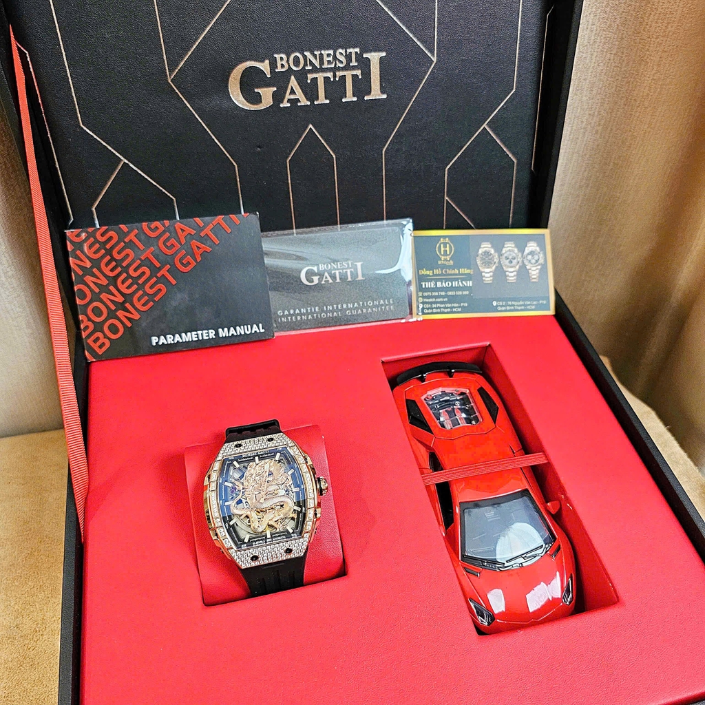 Đồng Hồ Nam Bonest Gatti Automatic Ghost Dragon Star Gold BG5605-A2  ( BG5605 ) Full Diamond