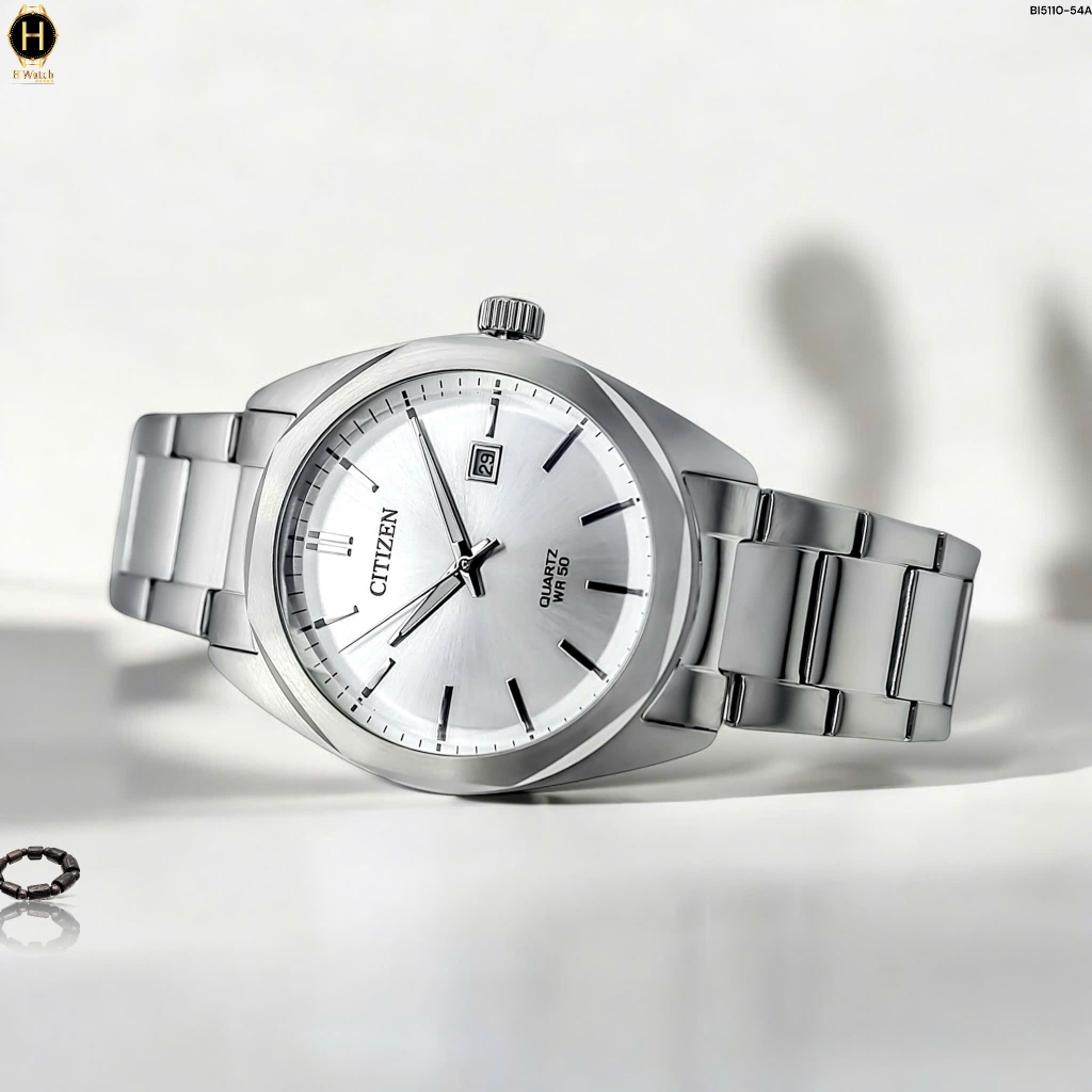 Đồng Hồ Nam Citizen Quartz BI5110-54A Dây Thép Mặt Trắng