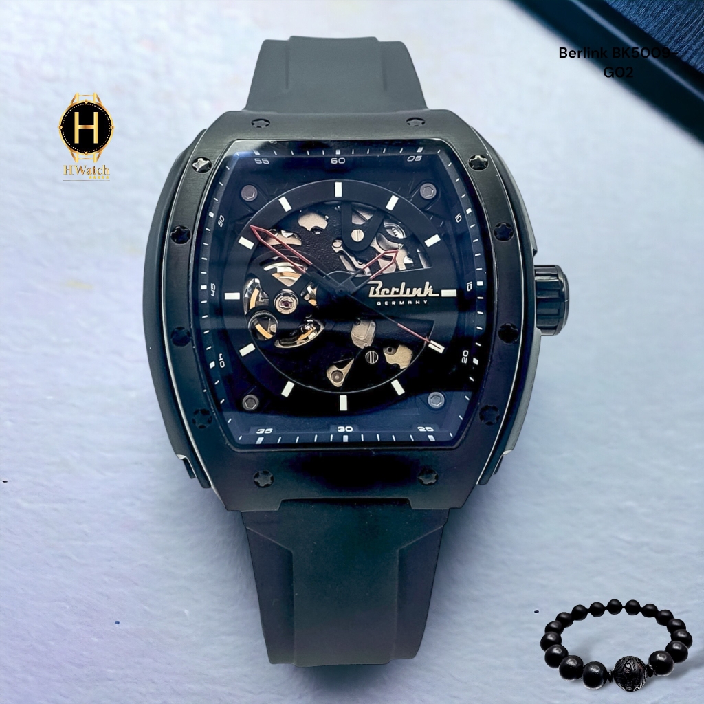 Đồng Hồ Nam Berlink Automatic BK5009-G02 Dây Casu Vỏ Đen Limited Edition