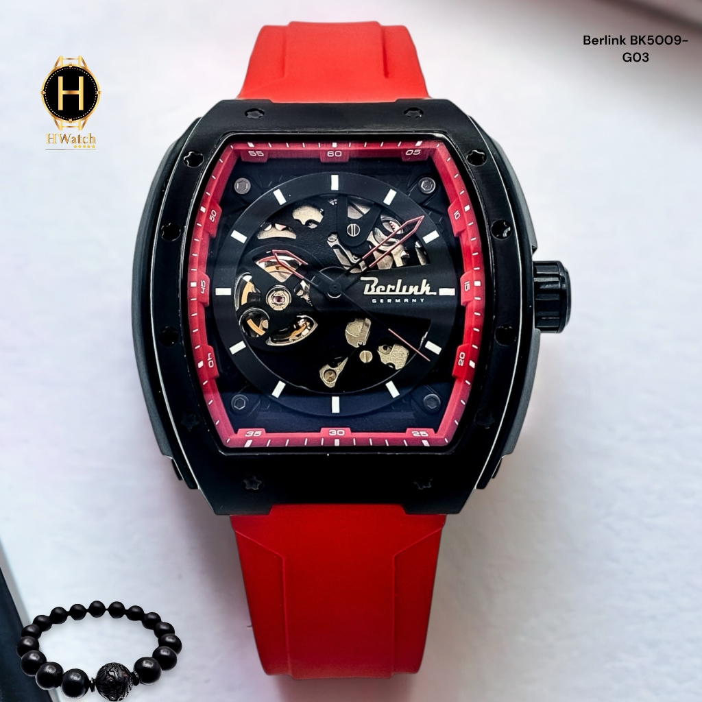 Đồng Hồ Nam Berlink Automatic BK5009-G03 Dây Casu Vỏ Đỏ Limited Edition
