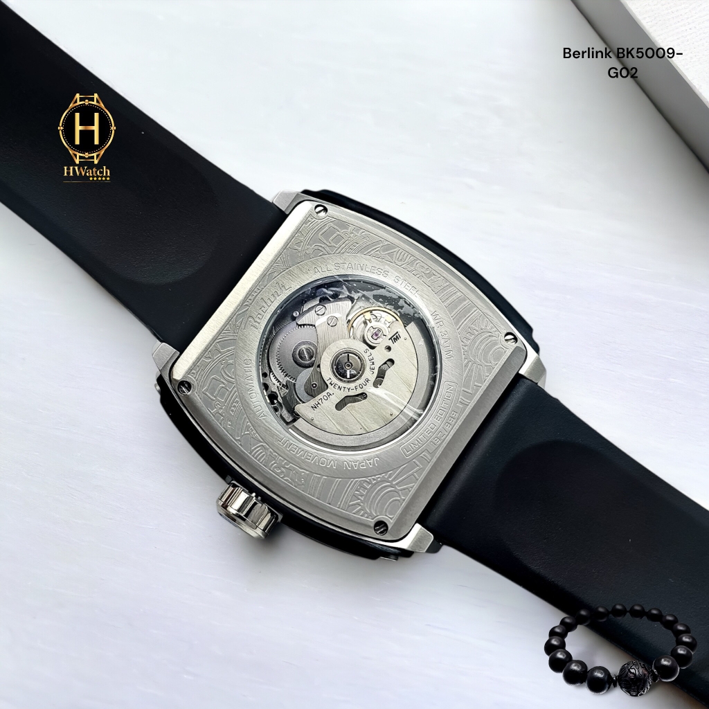 Đồng Hồ Nam Berlink Automatic BK5009-G02 Dây Casu Vỏ Đen Limited Edition