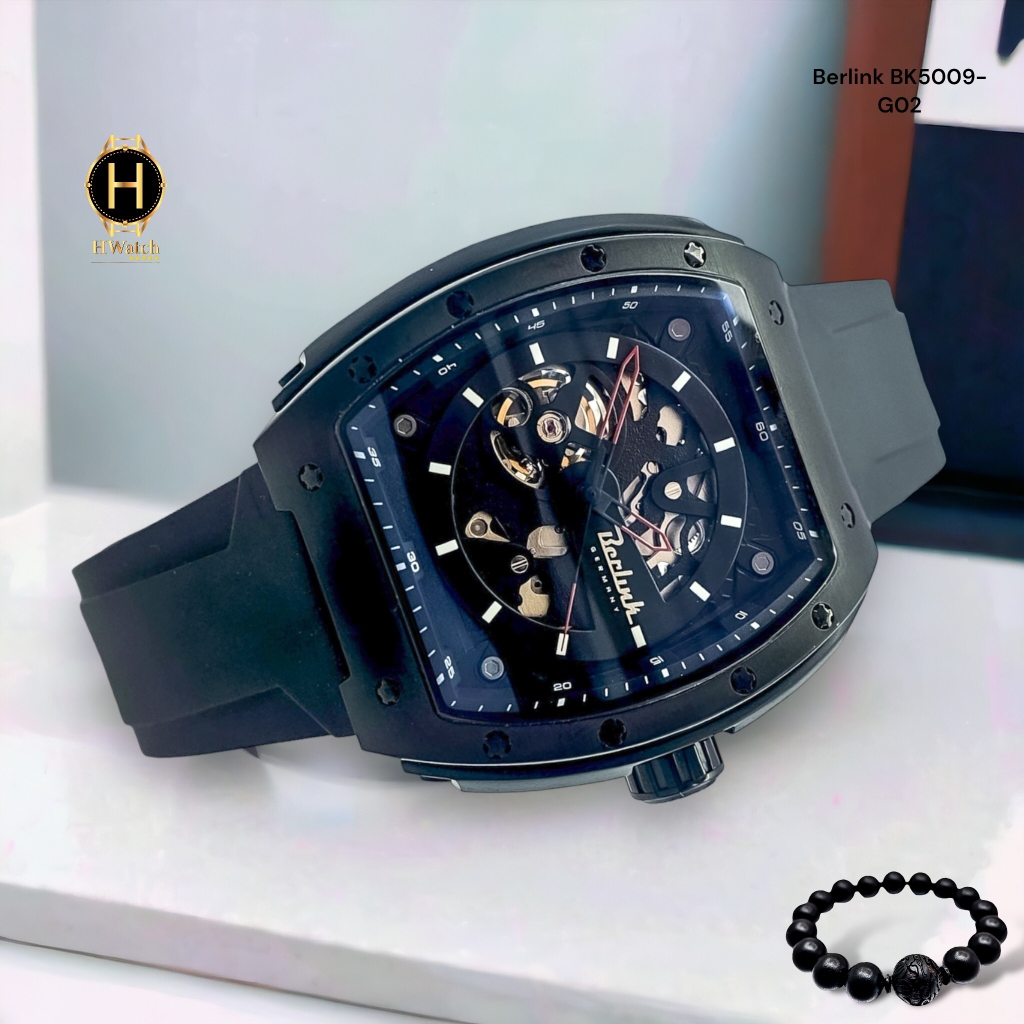 Đồng Hồ Nam Berlink Automatic BK5009-G02 Dây Casu Vỏ Đen Limited Edition