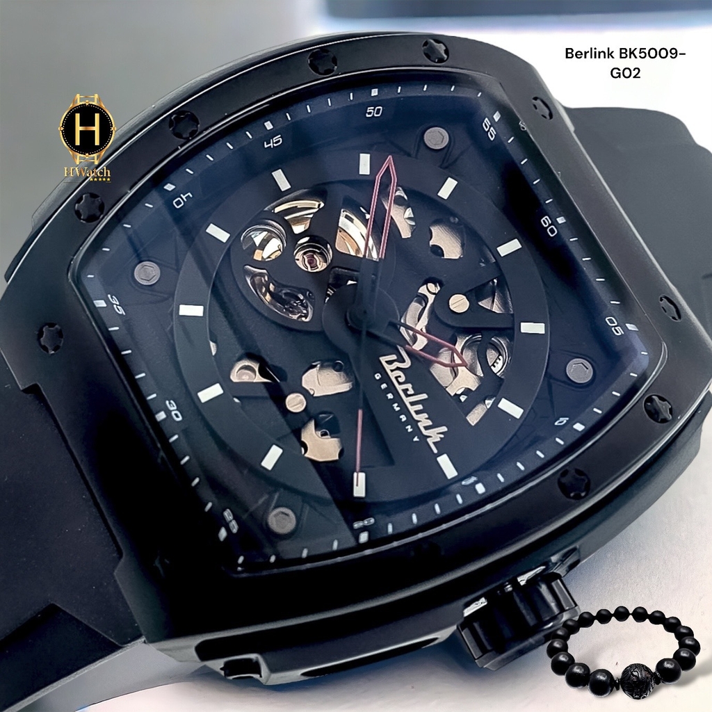 Đồng Hồ Nam Berlink Automatic BK5009-G02 Dây Casu Vỏ Đen Limited Edition