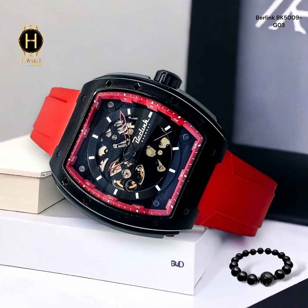 Đồng Hồ Nam Berlink Automatic BK5009-G03 Dây Casu Vỏ Đỏ Limited Edition