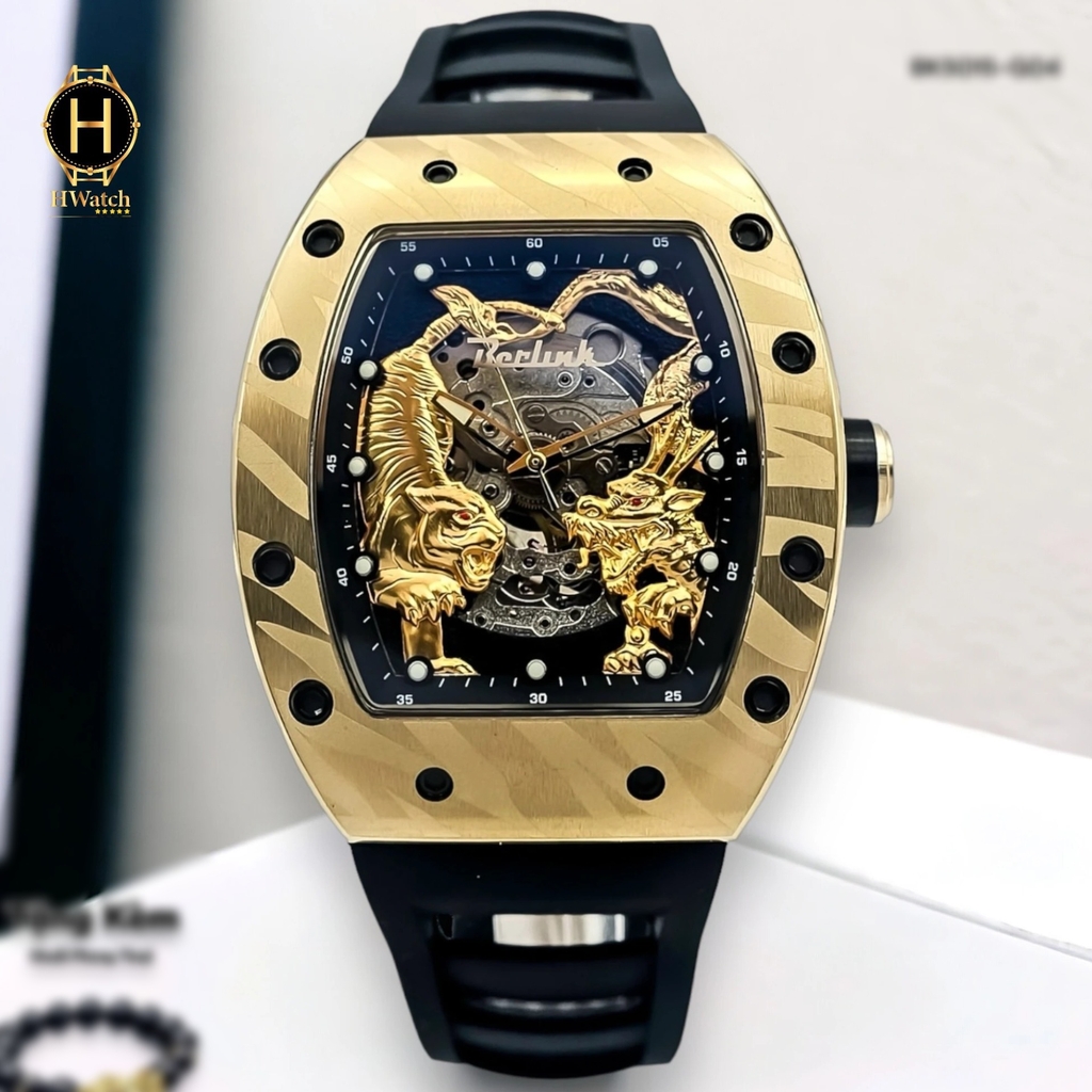 Đồng Hồ Nam Berlink Automatic BK5015-G04 Dây Casu Vỏ Vàng