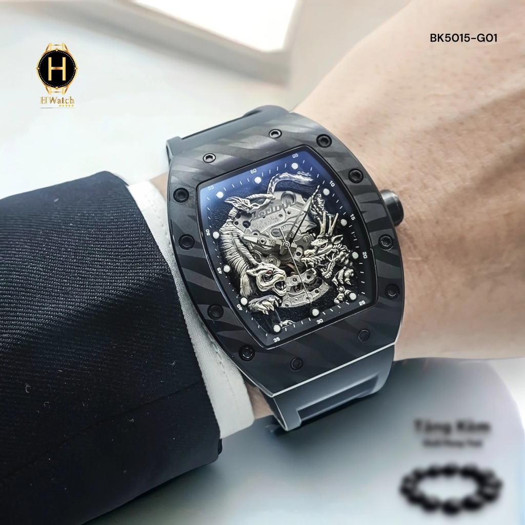 Đồng Hồ Nam Berlink Automatic BK5015-G01 Dây Casu Vỏ Đen
