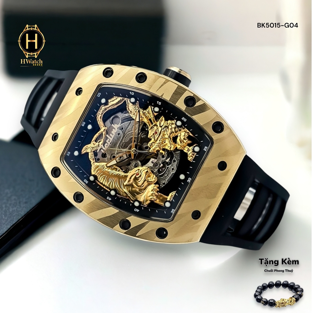 Đồng Hồ Nam Berlink Automatic BK5015-G04 Dây Casu Vỏ Vàng