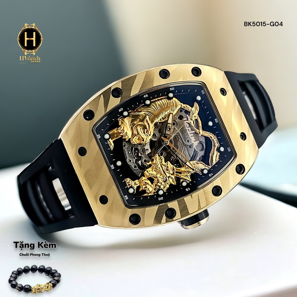 Đồng Hồ Nam Berlink Automatic BK5015-G04 Dây Casu Vỏ Vàng