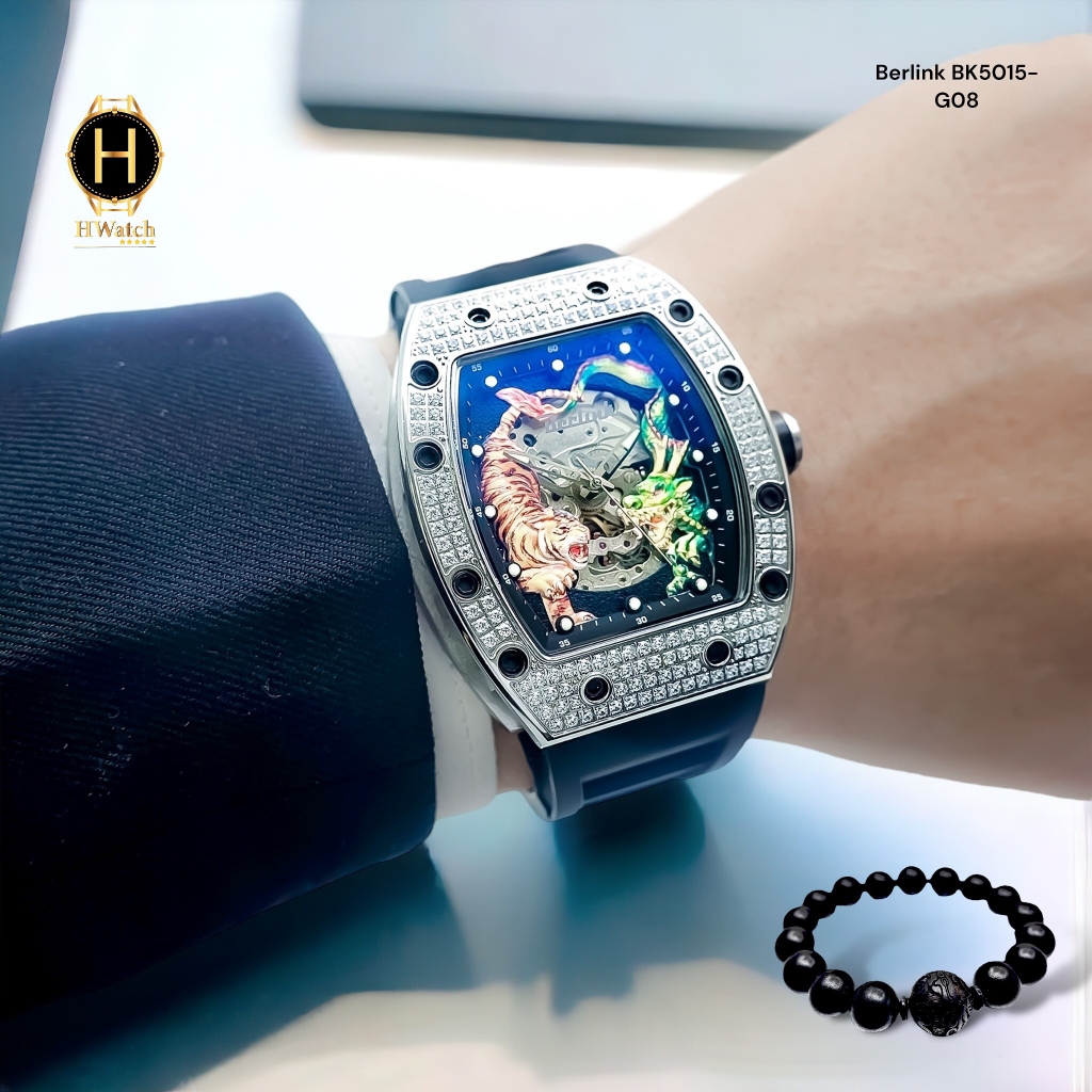 Đồng Hồ Nam Berlink Automatic BK5015-G08 Dây Casu Vỏ Trắng Đá Limited Edition