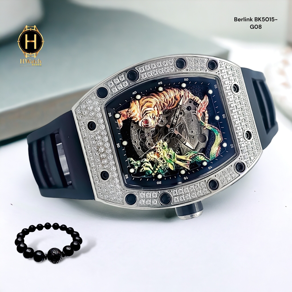 Đồng Hồ Nam Berlink Automatic BK5015-G08 Dây Casu Vỏ Trắng Đá Limited Edition