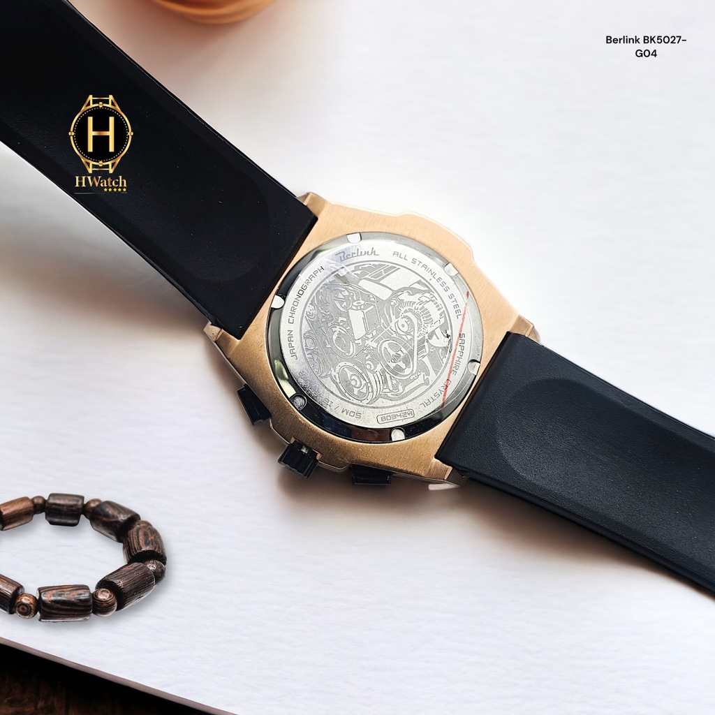 Đồng Hồ Nam Berlink Quartz BK5027-G04 Dây Casu Vỏ Rose Mặt Rose Sapphire