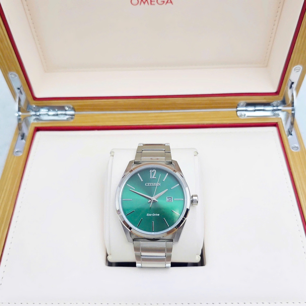 Đồng Hồ Nam Citizen Quartz Eco-Drive BM7410-51X Thép Mặt Xanh Lá