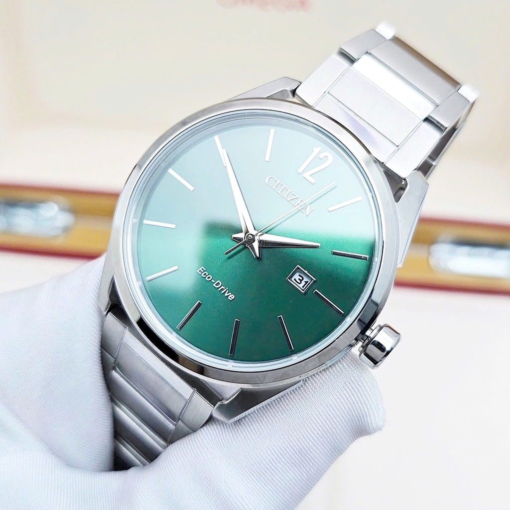 Đồng Hồ Nam Citizen Quartz Eco-Drive BM7410-51X Thép Mặt Xanh Lá
