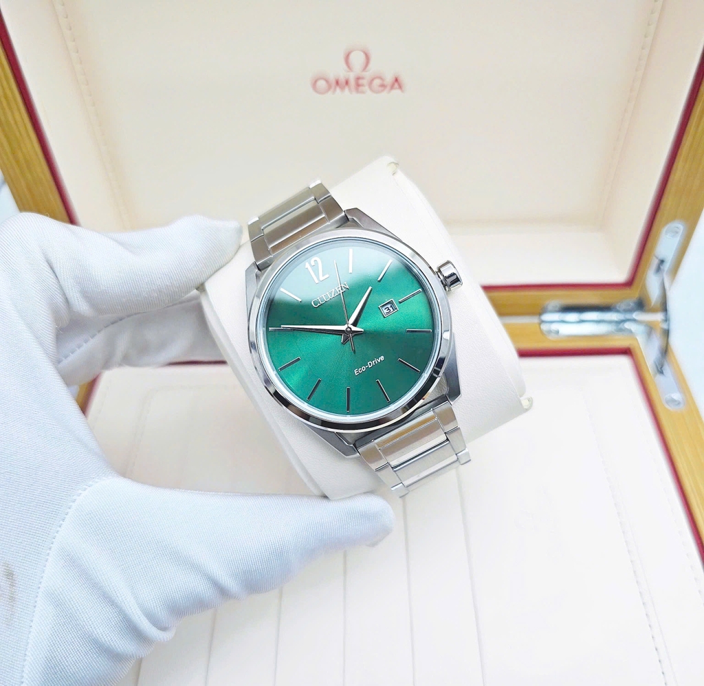 Đồng Hồ Nam Citizen Quartz Eco-Drive BM7410-51X Thép Mặt Xanh Lá