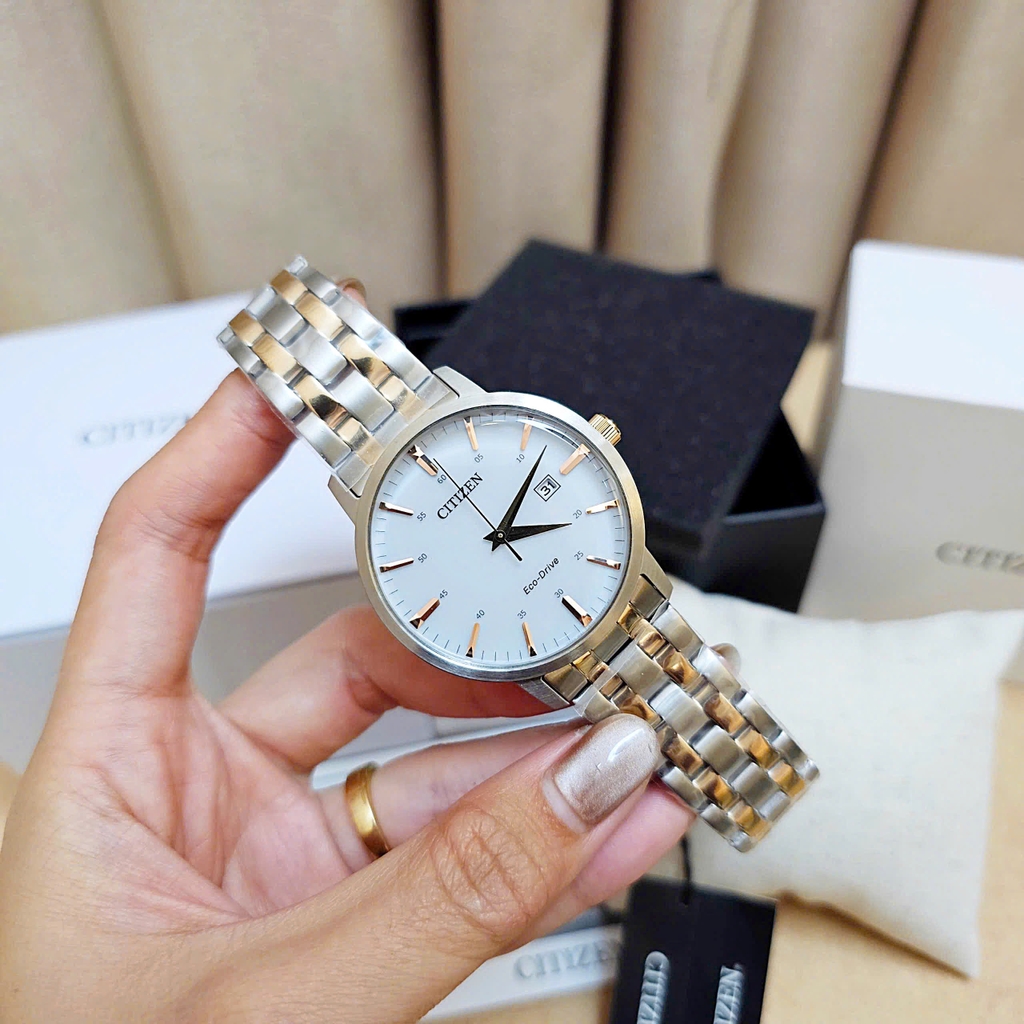 Đồng Hồ Nam Citizen Quartz Eco-Drive Demi Gold White Dial BM7466-81H