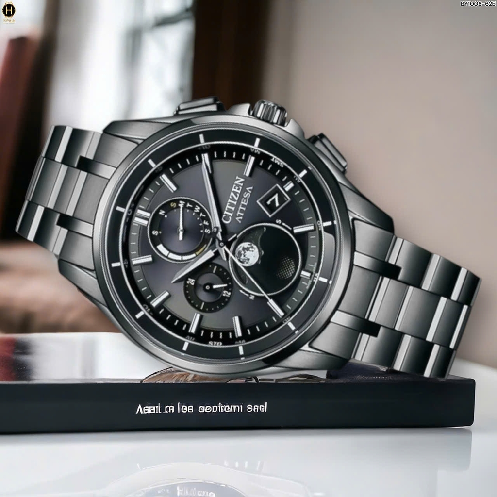Đồng Hồ Nam Citizen Quartz Eco-drive Attesa Titanium Radio Controlled Perpetual Calendar Moon Phase BY1006-62E