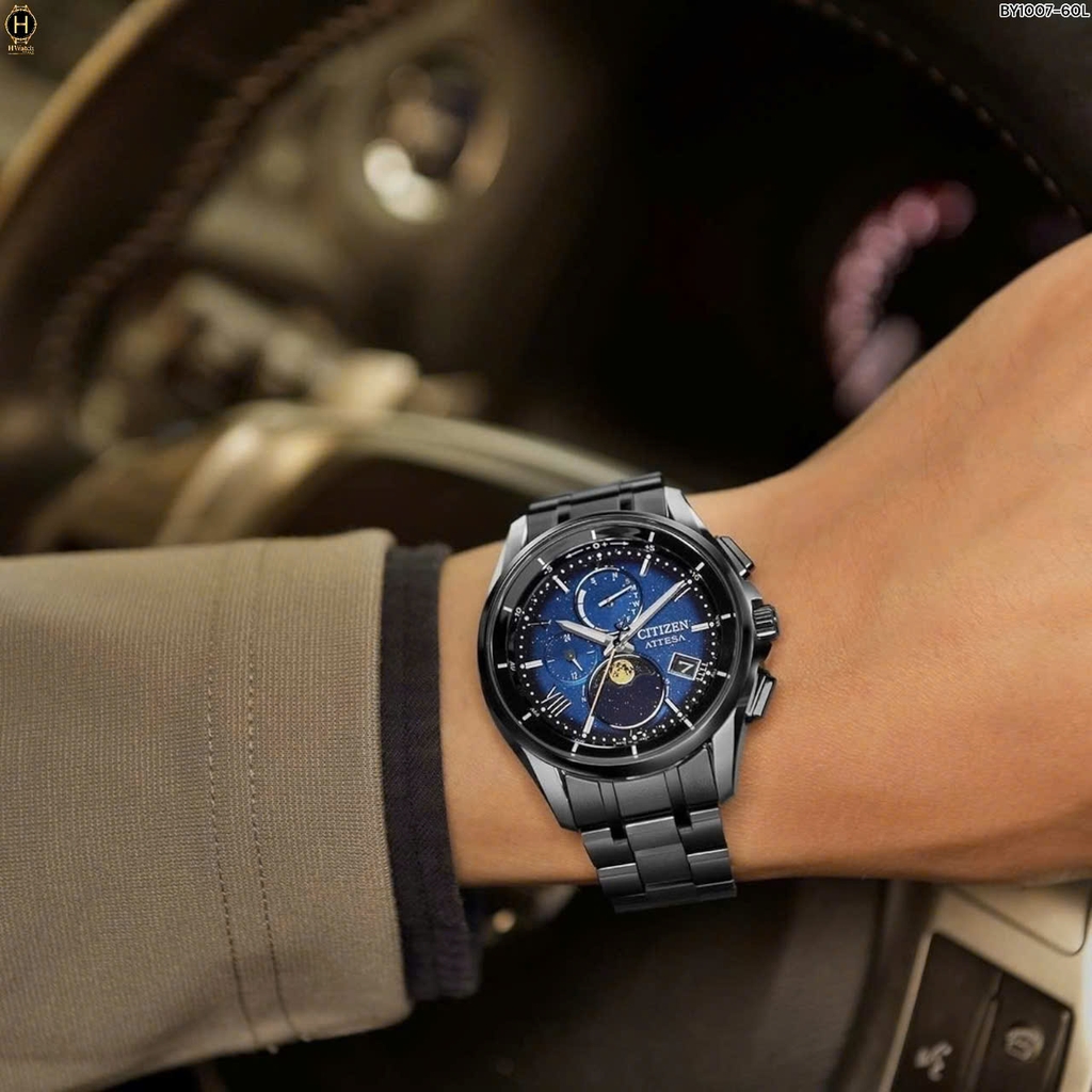 Đồng Hồ Nam Citizen Quartz Eco-drive Atessa Limited Pair YOZORA Titanium Radio Controlled Perpetual Calendar Moon Phase BY1007-60L