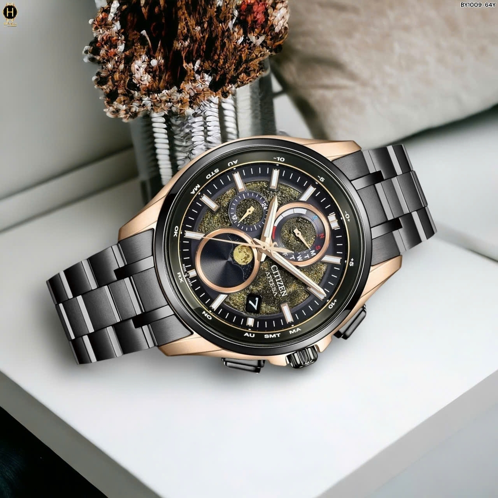 Đồng Hồ Nam Citizen Quartz Eco-drive Atessa Hakuto Limited Titanium Radio Controlled Perpetual Calendar Moon Phase BY1009-64Y