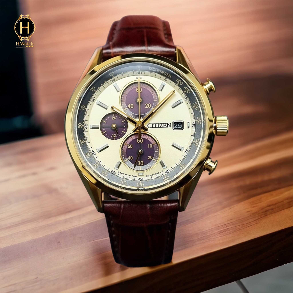 Đồng Hồ Nam Citizen Quartz AN3604-58A Dây Sắt Vỏ Trắng Mặt Vàng