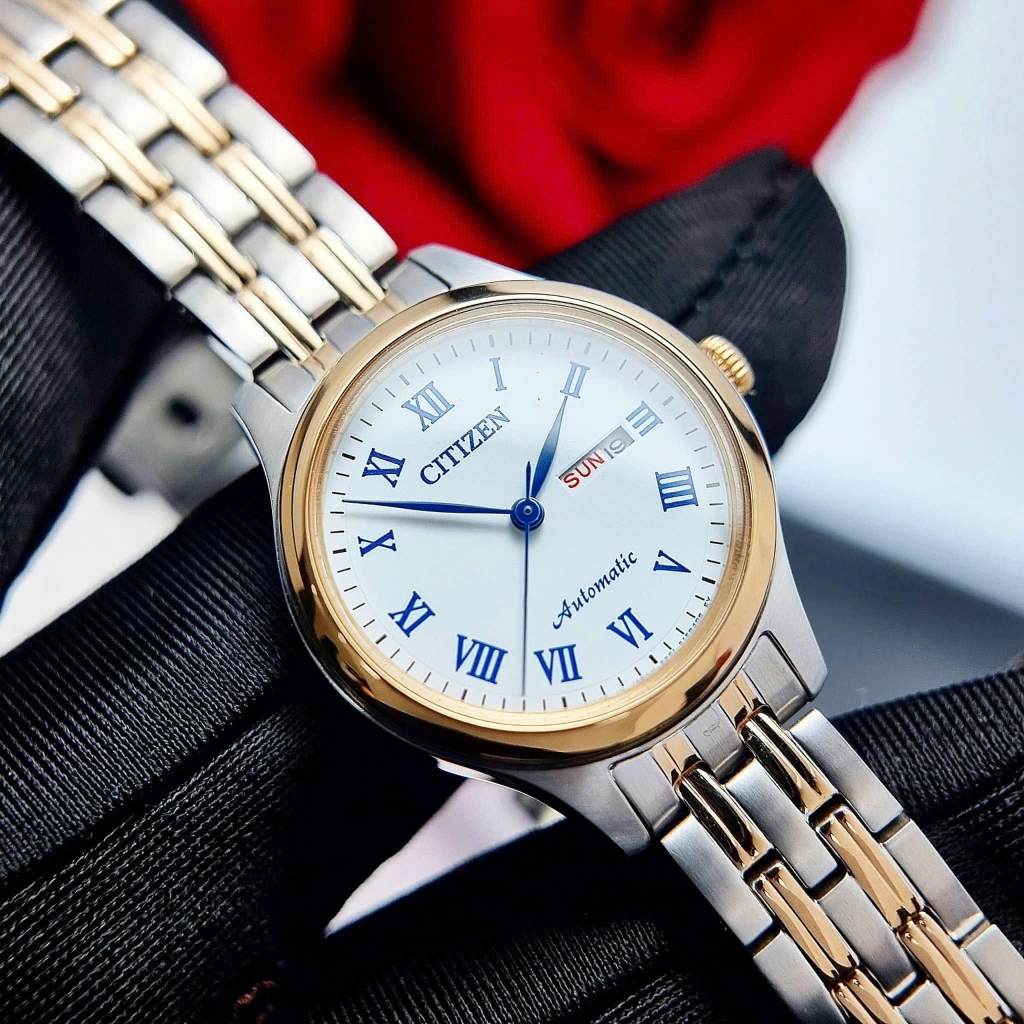 Đồng Hồ Nữ Citizen Automatic PD7136-80A Dây Thép Vỏ Trắng Mặt Trắng Sapphire