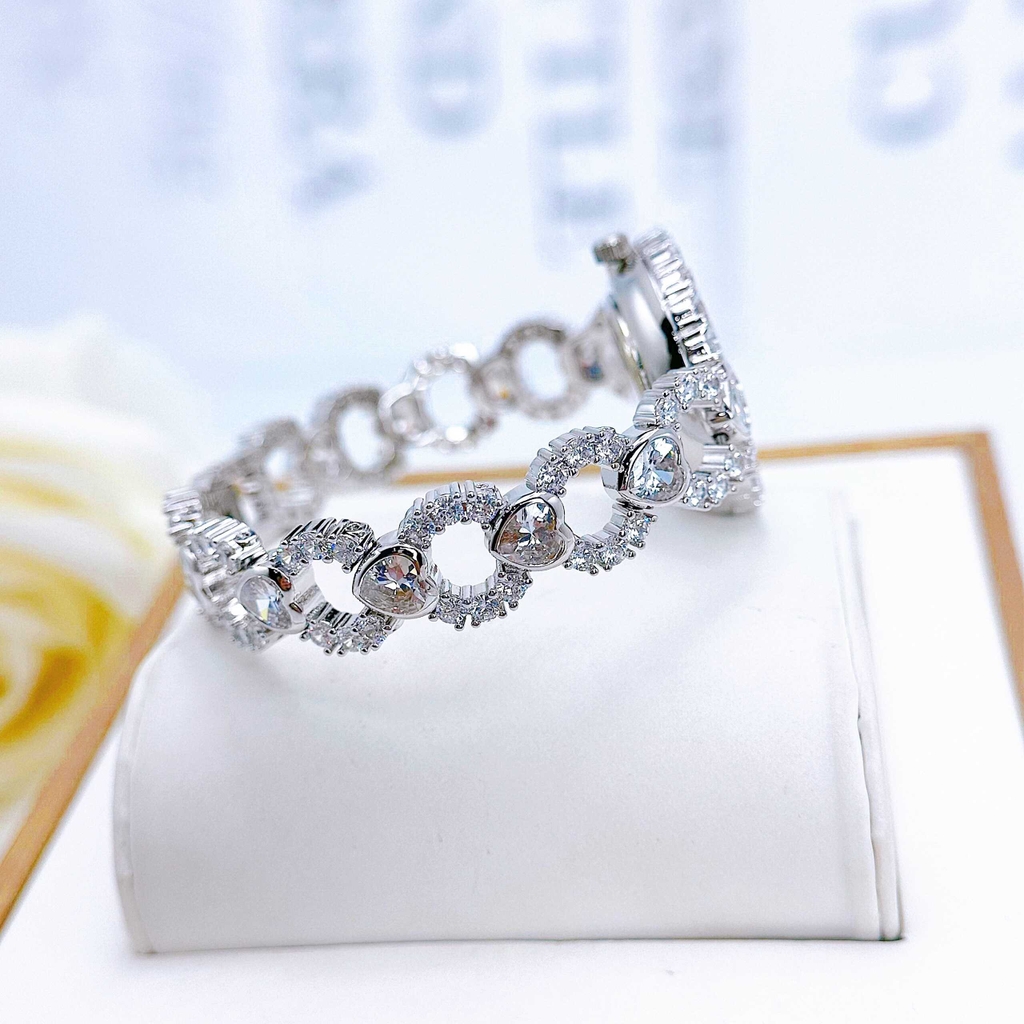 Đồng Hồ Nữ Royal Crown Quartz 6255 Đá Dây Thép