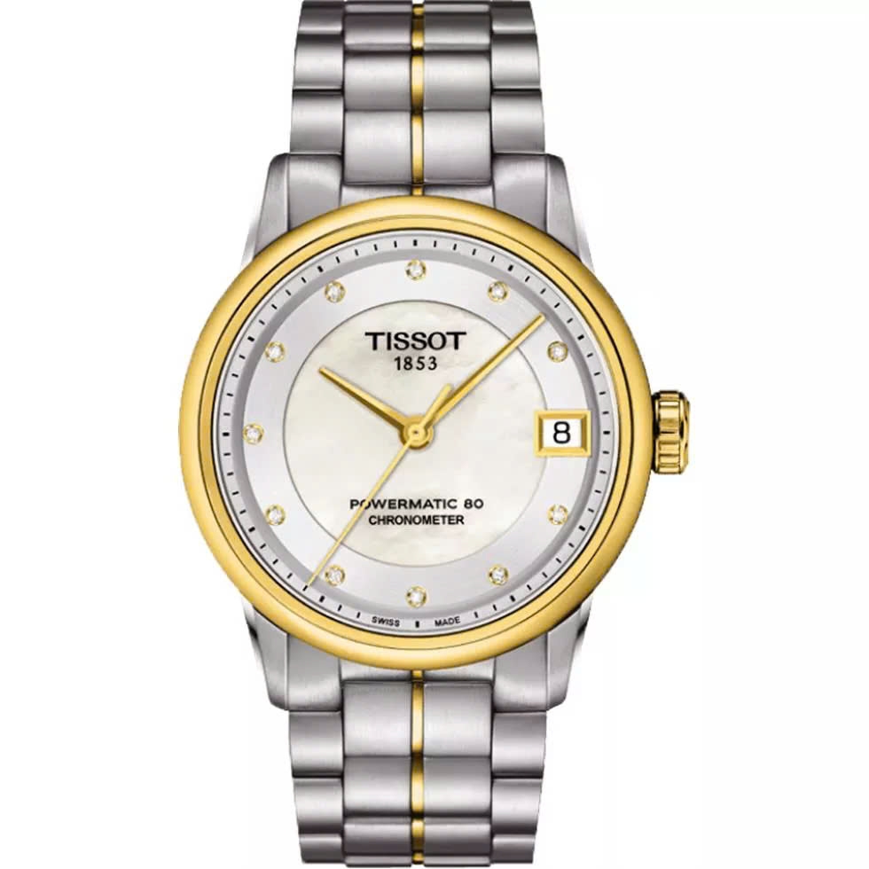 Đồng Hồ Nữ Tissot Automatic Luxury Cosc Powermatic 80 T086.208.22.116.00  ( T0862082211600 ) Dây Thép Demi Vàng Mặt Trắng Sapphire