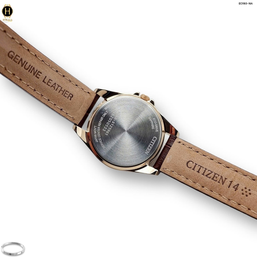 Đồng Hồ Nữ Citizen Quartz Eco-Drive EC1183-16A Radio Controlled Mặt Trắng Sapphire