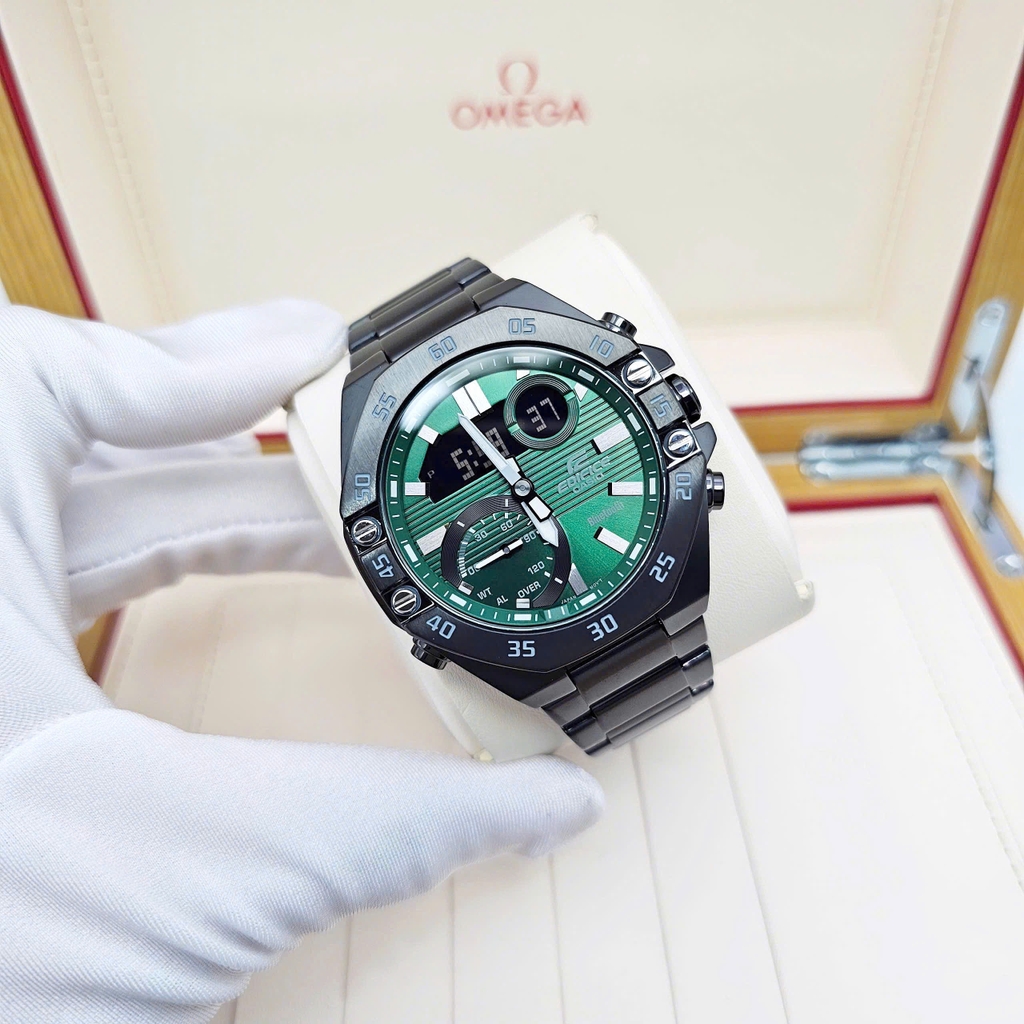 Đồng Hồ Nam Casio Edifice Quartz ECB-10DC-3ADF Dây Thép Mặt Xanh Lá